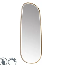 QAZQA Badezimmerlampen|Spiegel Mit Beleuchtung*Badezimmerspiegel Roségold inkl. LED und Touchdimmer - Geraldien