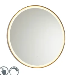 QAZQA Badezimmerlampen|Spiegel Mit Beleuchtung*Badezimmerspiegel Roségold 70 cm inkl. LED mit Touchdimmer - Miral