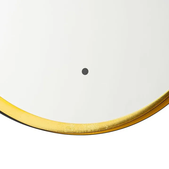 QAZQA Badezimmerlampen|Spiegel Mit Beleuchtung*Badezimmerspiegel schwarz mit Gold inkl. LED und Touchdimmer - Pim