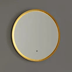 QAZQA Badezimmerlampen|Spiegel Mit Beleuchtung*Badezimmerspiegel schwarz mit Gold inkl. LED und Touchdimmer - Pim