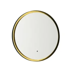 QAZQA Badezimmerlampen|Spiegel Mit Beleuchtung*Badezimmerspiegel schwarz mit Gold inkl. LED und Touchdimmer - Pim