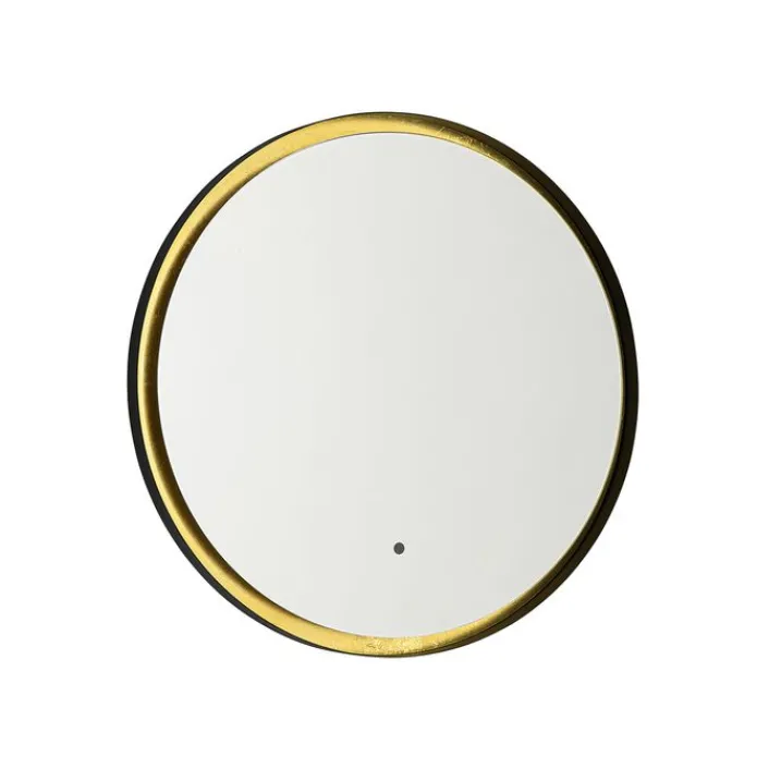 QAZQA Badezimmerlampen|Spiegel Mit Beleuchtung*Badezimmerspiegel schwarz mit Gold inkl. LED und Touchdimmer - Pim