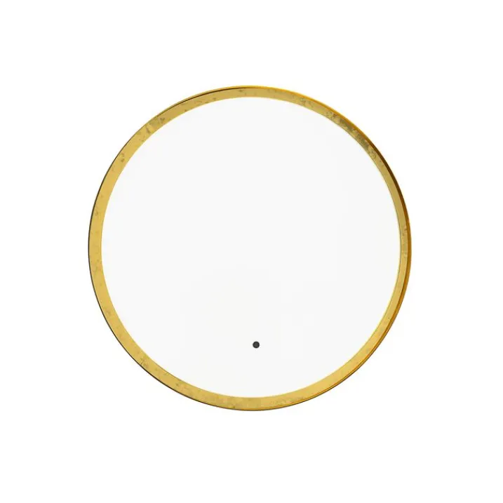 QAZQA Badezimmerlampen|Spiegel Mit Beleuchtung*Badezimmerspiegel schwarz mit Gold inkl. LED und Touchdimmer - Pim