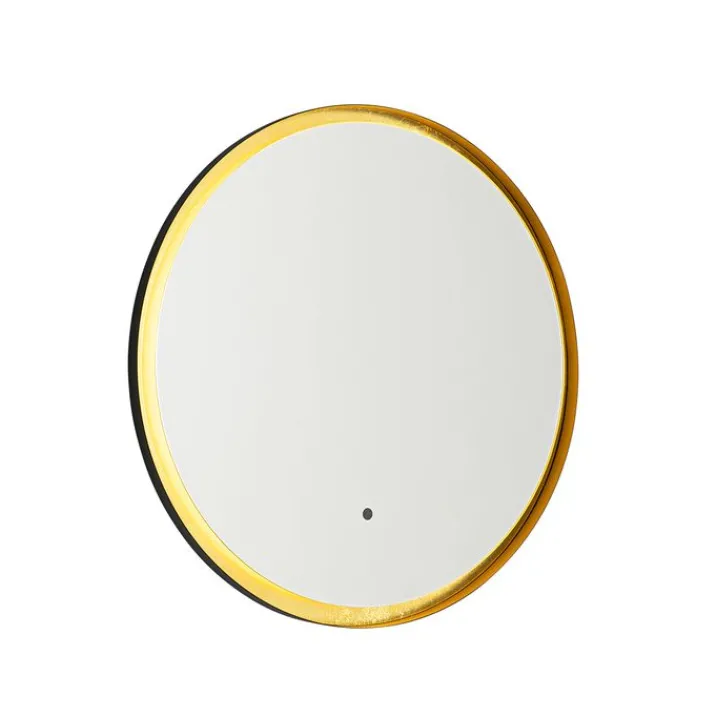 QAZQA Badezimmerlampen|Spiegel Mit Beleuchtung*Badezimmerspiegel schwarz mit Gold inkl. LED und Touchdimmer - Pim