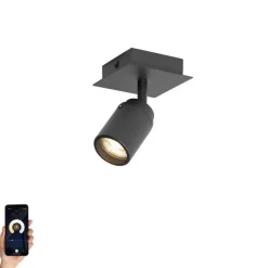 QAZQA Badezimmerlampen|Smarte Spots*Bad-Spot schwarz quadratisch IP44 inkl. Wifi GU10 - Ducha