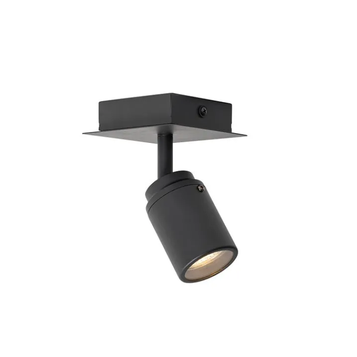 QAZQA Badezimmerlampen|Smarte Spots*Bad-Spot schwarz quadratisch IP44 inkl. Wifi GU10 - Ducha