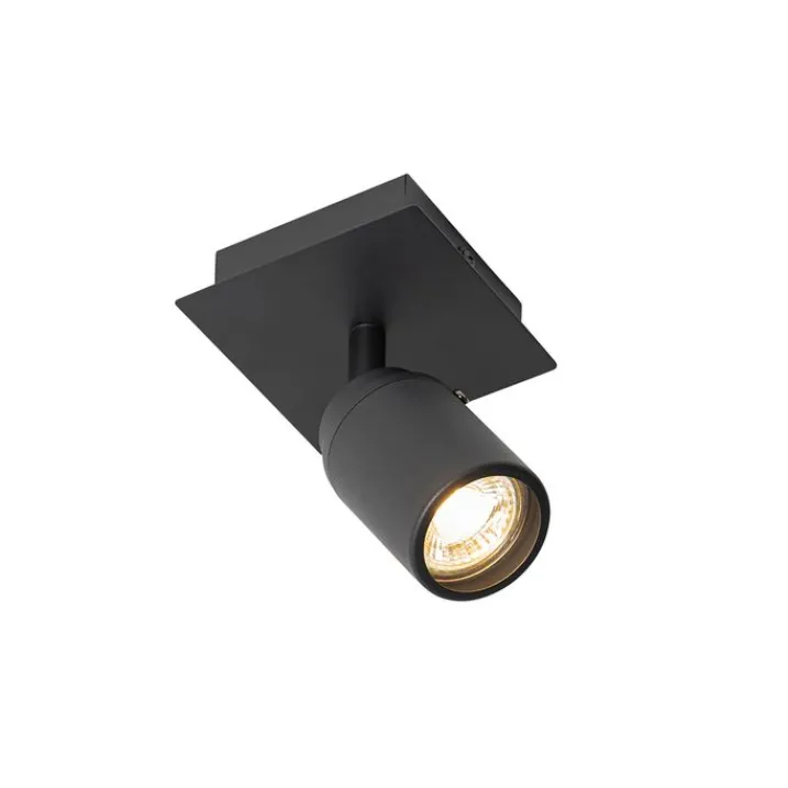 QAZQA Badezimmerlampen|Smarte Spots*Bad-Spot schwarz quadratisch IP44 inkl. Wifi GU10 - Ducha