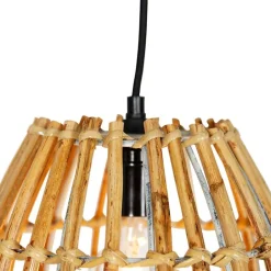 QAZQA Pendelleuchten|Wohnzimmerlampen*Bambus-Hängelampe mit weißem länglichem 3-Licht - Canna Capsule