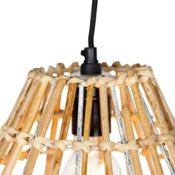 QAZQA Pendelleuchten|Wohnzimmerlampen*Bambus-Hängelampe mit weißem länglichem 3-Licht - Canna Diamond