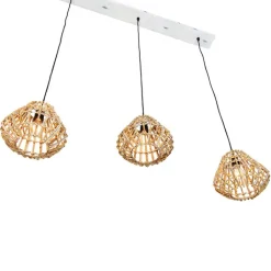 QAZQA Pendelleuchten|Wohnzimmerlampen*Bambus-Hängelampe mit weißem länglichem 3-Licht - Canna Diamond