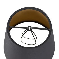 QAZQA Lampenschirme*Baumwollklemmschirm schwarz 12 cm rund mit goldener Innenseite