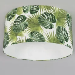 QAZQA Lampenschirme*Baumwoll-Lampenschirm Blattdesign Rund 50/50/25 - Leaf