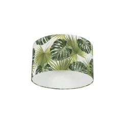 QAZQA Lampenschirme*Baumwoll-Lampenschirm Blattdesign Rund 35/35/20 - Leaf