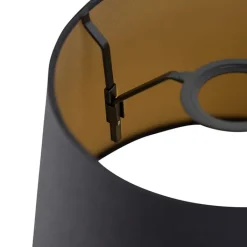 QAZQA Lampenschirme*Baumwolllampenschirm schwarz 25/20/16 mit goldenem Interieur