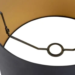 QAZQA Lampenschirme*Baumwolllampenschirm schwarz 40/35/22 mit goldener Innenseite