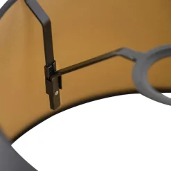 QAZQA Lampenschirme*Baumwolllampenschirm schwarz 32/25/18 mit goldenem Interieur