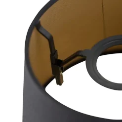 QAZQA Lampenschirme*Baumwolllampenschirm schwarz 20/15/13 mit goldenem Interieur