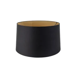 QAZQA Lampenschirme*Baumwolllampenschirm schwarz 45/50/28 mit goldener Innenseite