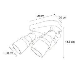 QAZQA Küchenlampen|Esszimmerlampen*Beige GU10 Deckenstrahler 50 mm quadratisch 4-flammig - Stanley