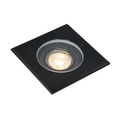 QAZQA Gartenbeleuchtung|Bodenstrahler Außen*Bodenstrahler für den Außenbereich, schwarz, quadratisch, verstellbar, IP65 – Delux