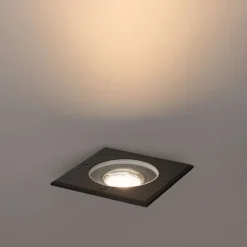 QAZQA Gartenbeleuchtung|Bodenstrahler Außen*Bodenstrahler für den Außenbereich, schwarz, quadratisch, verstellbar, IP65 – Delux