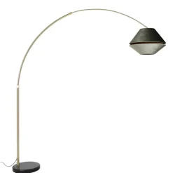 QAZQA Bogenlampen|Stehlampen*Bogenlampe aus Messing mit schwarzem und doppeltem Samtschirm Grün - XXL