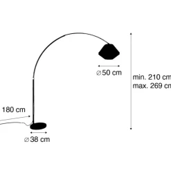 QAZQA Bogenlampen|Stehlampen*Bogenlampe aus Messing mit schwarzem und doppeltem Samtschirm Grün - XXL