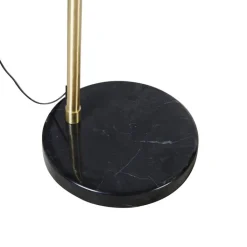 QAZQA Bogenlampen|Stehlampen*Bogenlampe aus Messing mit doppeltem Samtschirm Blattdesign und Beige - XXL