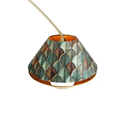 QAZQA Bogenlampen|Stehlampen*Bogenlampe aus Messing mit doppeltem Samtschirm Blattdesign und Beige - XXL