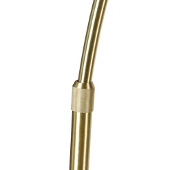 QAZQA Bogenlampen|Stehlampen*Bogenlampe aus Messing mit doppeltem Samtschirm Blattdesign und Beige - XXL