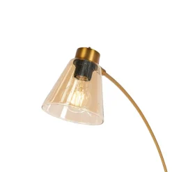 QAZQA Schlafzimmerlampen|Küchenlampen*Bogenlampe Bronze mit Marmor und Braunglas 3 Lichter - Nina