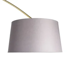 QAZQA Bogenlampen|Stehlampen*Bogenlampe Messing mit Marmorstoffschirm grau 45 cm - XXL