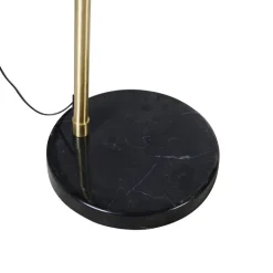 QAZQA Bogenlampen|Stehlampen*Bogenlampe Messing mit Marmorstoffschirm grau 45 cm - XXL