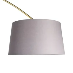 QAZQA Bogenlampen|Stehlampen*Bogenlampe Messing mit Marmorstoffschirm grau 45 cm - XXL