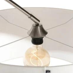 QAZQA Bogenlampen|Stehlampen*Bogenlampe Stahl Stoffschirm weiß 50 cm - XXL