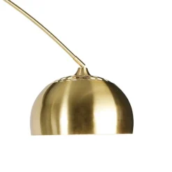 QAZQA Bogenlampen|Stehlampen*Bogenleuchte Messing mit schwarzem Marmorsockel und Messingschirm - XXL