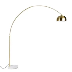 QAZQA Bogenlampen|Stehlampen*Bogenleuchte Messing mit weißem Marmorsockel verstellbar - XXL