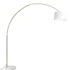 QAZQA Bogenlampen|Stehlampen*Bogenleuchte Messing mit weißem Stoffschirm 50 cm - XXL