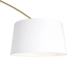 QAZQA Bogenlampen|Stehlampen*Bogenleuchte Messing mit weißem Stoffschirm 50 cm - XXL