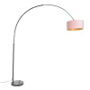 QAZQA Bogenlampen|Stehlampen*Bogenleuchte Samt-Schirm schwarz-pink mit Gold 50 cm - XXL