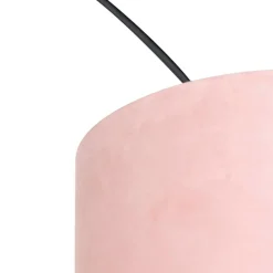 QAZQA Bogenlampen|Stehlampen*Bogenleuchte Samt-Schirm schwarz-pink mit Gold 50 cm - XXL