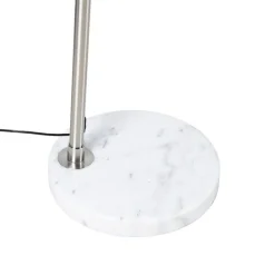 QAZQA Schlafzimmerlampen|Esszimmerlampen*Bogenleuchte Stahl mit weißer Marmorbasis mit Stahlschirm - XXL