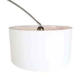 QAZQA Schlafzimmerlampen|Küchenlampen*Bogenleuchte Stahl Stoffschirm weiß 50/50/25 verstellbar - XL