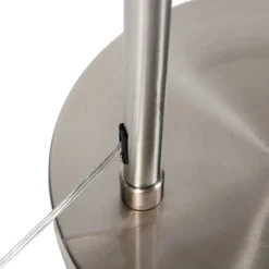 QAZQA Schlafzimmerlampen|Küchenlampen*Bogenleuchte Stahl Stoffschirm weiß 50/50/25 verstellbar - XL