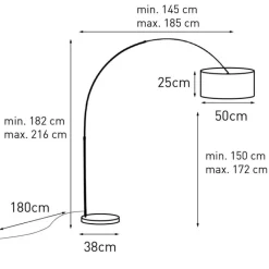 QAZQA Schlafzimmerlampen|Küchenlampen*Bogenleuchte Stahl Stoffschirm weiß 50/50/25 verstellbar - XL