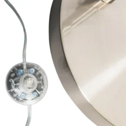 QAZQA Schlafzimmerlampen|Küchenlampen*Bogenleuchte Stahl Stoffschirm weiß 50/50/25 verstellbar - XL