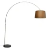 QAZQA Bogenlampen|Stehlampen*Bogenleuchte Stahl Stoffschirm braun 45 cm - XXL