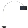 QAZQA Bogenlampen|Stehlampen*Bogenleuchte Stahl Stoffschirm schwarz 50 cm - XXL