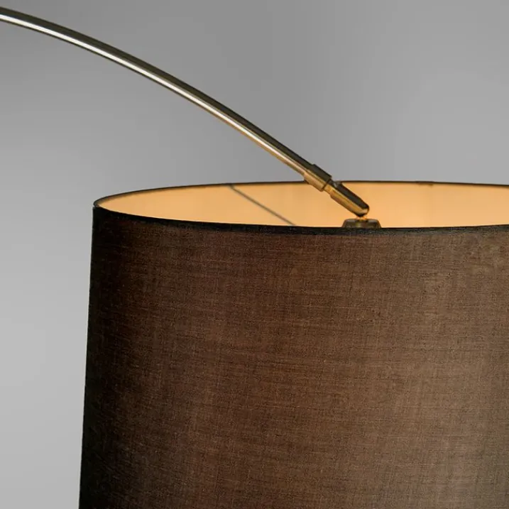 QAZQA Bogenlampen|Stehlampen*Bogenleuchte Stahl Stoffschirm schwarz 45 cm - XXL