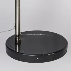 QAZQA Bogenlampen|Stehlampen*Bogenleuchte Stahl Stoffschirm schwarz 45 cm - XXL